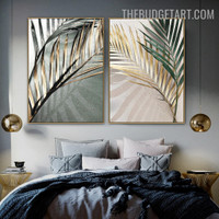 Palm Golden Leaves Botanical Modern Painting Picture Canvas Print for Room Wall Molding