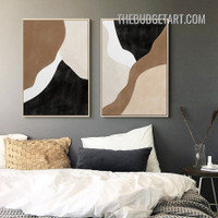 Discoloration Spots Abstract Modern Painting Picture 2 Piece Canvas Wall Art Prints for Room Wall Garnish