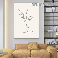 Human Kiss Face Abstract Figure Modern Painting Picture Canvas Wall Art Print for Room Adornment