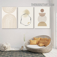 Winding Streaks Abstract Scandinavian Painting Picture 3 Piece Canvas Art Prints for Room Wall Trimming