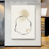 Curved Lines Stains Abstract Scandinavian Painting Picture Canvas Wall Art Print for Room Adornment