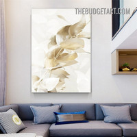 Golden Eucalyptus Foliage Abstract Modern Painting Picture Canvas Art Print for Room Wall Flourish