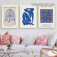 Henri Matisse Leaves Pattern Abstract Vintage Painting Picture 3 Panel Canvas Art Prints for Room Wall Ornamentation