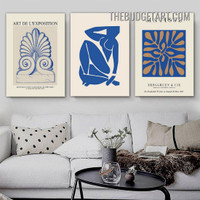 Henri Matisse Leaves Pattern Abstract Vintage Painting Picture 3 Panel Canvas Wall Art Prints for Room Décor