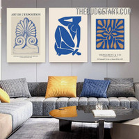 Henri Matisse Leaves Pattern Vintage Painting Picture 3 Piece Abstract Canvas Wall Art Prints for Room Garnish
