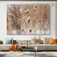 Forst Covered Teasels Nordic Scandinavian Painting Picture Floral Canvas Wall Art Print for Room Illumination