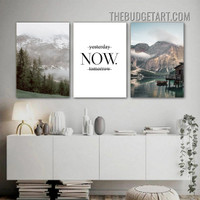 Mountain Scene Landscape Modern Painting Picture 3 Panel Canvas Wall Art Prints for Room Outfit
