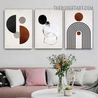 Semi Sphere Abstract Geometric Modern Painting Picture 3 Piece Canvas Wall Art Prints for Room Garnish