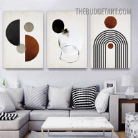 Semi Sphere Abstract Geometric Modern Painting Picture 3 Panel Canvas Wall Art Prints for Room Wall Tracery