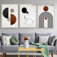 Semi Sphere Geometric Modern Painting Picture 3 Piece Abstract Canvas Wall Art Prints for Room Trimming