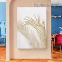 Golden Palm Leaf Botanical Contemporary Painting Picture Canvas Wall Art Print for Room Finery