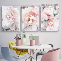 Pink Peonies Floral Modern Painting Picture 3 Panel Abstract Canvas Wall Art Prints for Room Garniture