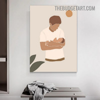 Father Baby Abstract Scandinavian Painting Picture Figure Canvas Art Print for Room Wall Drape