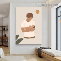 Father Baby Abstract Figure Scandinavian Painting Picture Canvas Art Print for Room Wall Disposition