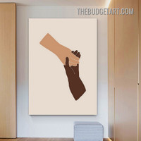Handshake Abstract Figure Scandinavian Painting Picture Canvas Wall Art Print for Room Décor