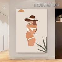 Female Cap Abstract Figure Scandinavian Painting Picture Canvas Art Print for Room Wall Decoration