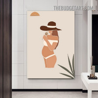 Female Cap Abstract Figure Scandinavian Painting Picture Canvas Art Print for Room Wall Décor