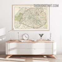 Paris City Abstract Map Vintage Painting Picture Canvas Art Print for Room Wall Décor