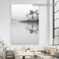 Loch Trees Naturescape Vintage Painting Picture Canvas Art Print for Room Wall Garniture