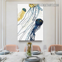 Jellyfish Abstract Sea Animal Modern Painting Picture Canvas Wall Art Print for Room Flourish