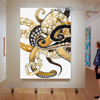 Giant Pacific Octopus Abstract Sea Animal Modern Painting Picture Canvas Wall Art Print for Room Trimming