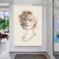 Blossoms Face Abstract Modern Painting Picture Canvas Art Print for Room Wall Embellishment