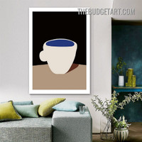 White Cup Abstract Vintage Painting Picture Canvas Wall Art Print for Room Décor