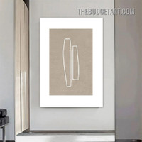 White Lines Stick Abstract Vintage Painting Picture Canvas Art Print for Room Wall Arrangement