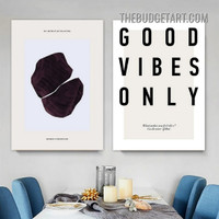 Good Vibes Typography Vintage Painting Picture 2 Piece Canvas Art Prints for Room Wall Trimming