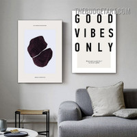 Good Vibes Typography Vintage Painting Picture 2 Piece Canvas Wall Art Prints for Room Garnish