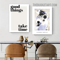 Good Things Typography Vintage Painting Picture 2 Piece Canvas Wall Art Prints for Room Ornamentation