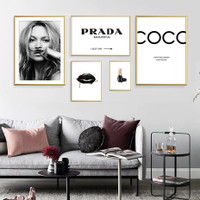 British Supermodel Kate Moss Wall Art Fashion Pattern Picture Canvas Print Abstract 5 Panel Modern Sets for Home Embellishment Ideas
