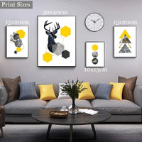 Hexagonal Blots Spots Image Geometric Wall Nordic Painting Abstract Arrangement 4 Piece Sets for Canvas Print
