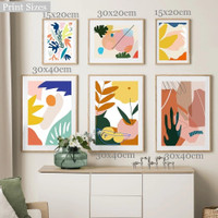 Patchy Blooms Leafage Canvas Print Scandinavian Artwork Abstract 6 Panel Photo Botanical Wall Design Sets For Home Getup