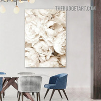 Peonies Flowers Floral Scandinavian Painting Picture Canvas Wall Art Print for Room Drape