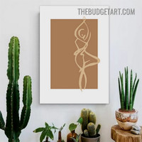 Winding Line Lady Figure Abstract Scandinavian Painting Picture Canvas Wall Art Print for Room Finery