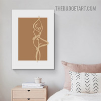 Winding Line Lady Figure Abstract Scandinavian Painting Picture Canvas Wall Art Print for Room Drape