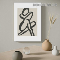 Nude Lady Abstract Scandinavian Figure Canvas Art Print for Room Wall Illumination