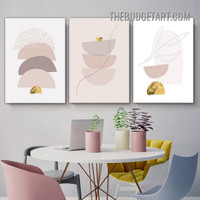 Semi Circles Lines Abstract Geometric Scandinavian Painting Picture 3 Piece Canvas Art Prints for Room Wall Trimming