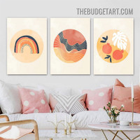Fruits And Leaves Scandinavian Painting Picture 3 Piece Abstract Canvas Wall Art Prints for Room Décor