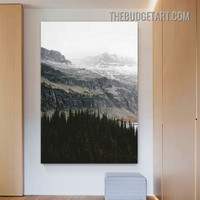 Snow Mountains Nordic Naturescape Scandinavian Painting Picture Canvas Art Print for Room Wall Tracery