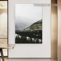 Snow Hills Naturescape Scandinavian Painting Picture Canvas Art Print for Room Wall Embellishment