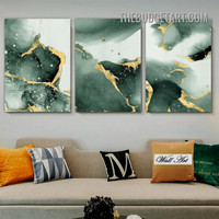 Glazy Stains Watercolor Painting Picture 3 Panel Abstract Canvas Wall Art Prints for Room Trimming