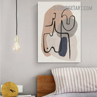 Meandering Line Dot Abstract Scandinavian Painting Picture Canvas Wall Art Print for Room Assortment