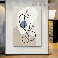 Smudges Curved Lines Abstract Scandinavian Painting Picture Canvas Wall Art Print for Room Décor