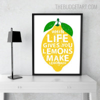 Lemons Quote Modern Painting Photo Canvas Print for Room Wall Flourish
