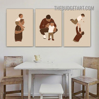 Father Baby Abstract Figure Scandinavian Painting Picture 3 Piece Canvas Wall Art Prints for Room Garnish