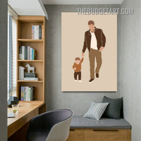 Dad Son Abstract Figure Scandinavian Painting Picture Canvas Art Print for Room Wall Decoration