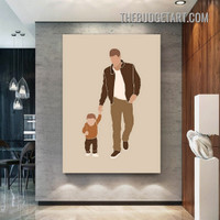 Dad Son Abstract Scandinavian Painting Picture Figure Canvas Wall Art Print for Room Flourish