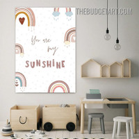 You Are My Sunshine Typography Modern Painting Picture Canvas Art Print for Room Wall Flourish